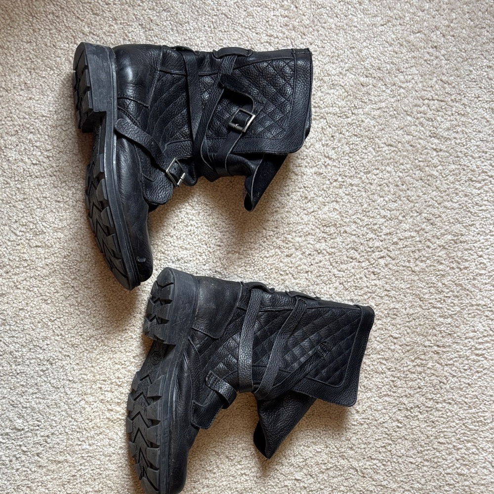 Steve Madden Black Quilted Combat Boots - Picture 3 of 5